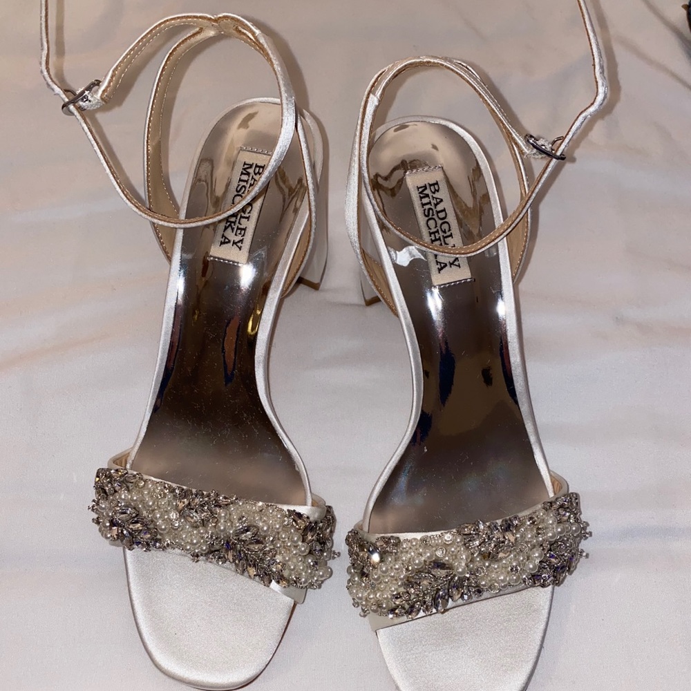 Sequined chunky strappy heel